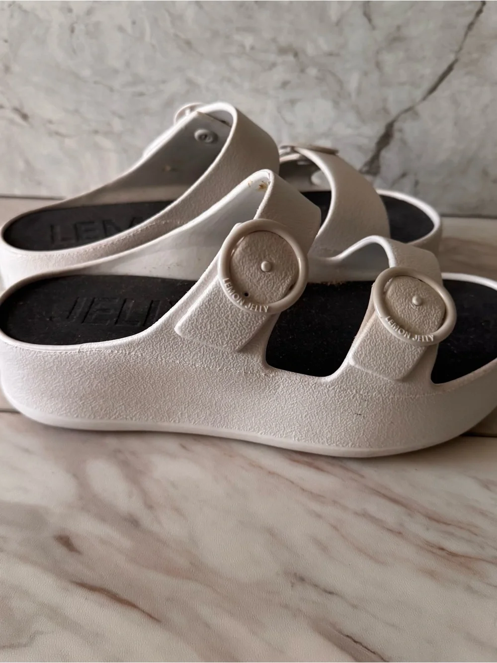 Lemon Jelly White Platform Double Buckle Sandals Women’s EU 38